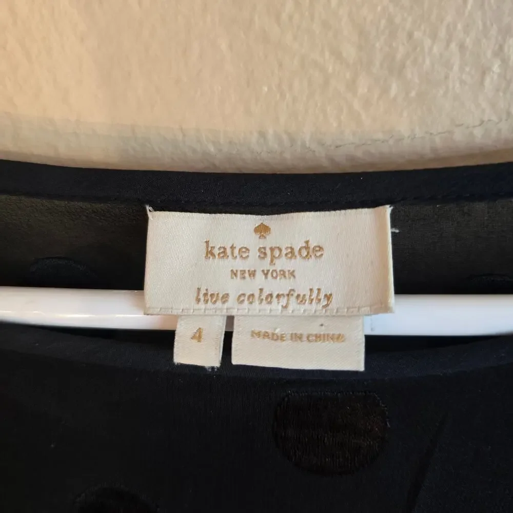 Kate Spade 100% silk polka dot blouse size 4